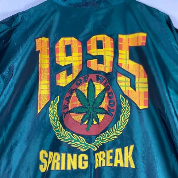 Vintage Rare Surf Style 1995 Year Of Wisdom Cannabis Windbreaker Jacket One Size - Picture 2 of 10
